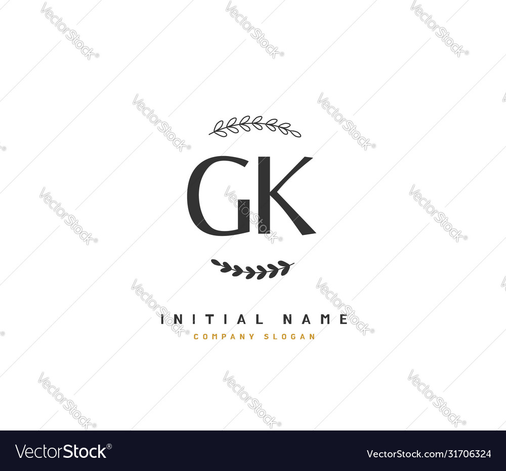 G k gk beauty initial logo handwriting