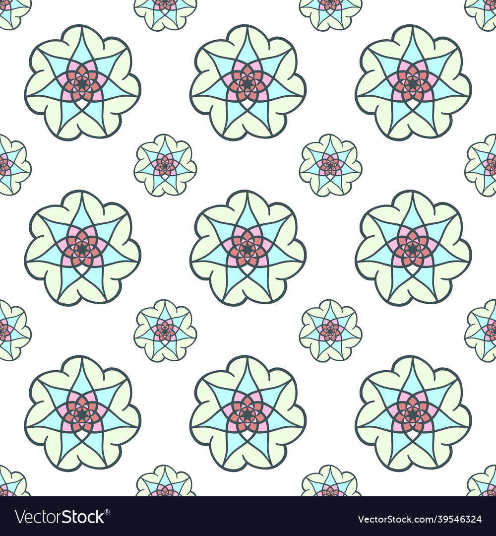 Hand-drawn multicolor repeat pattern vector image Hand-drawn multicolor repeat pattern