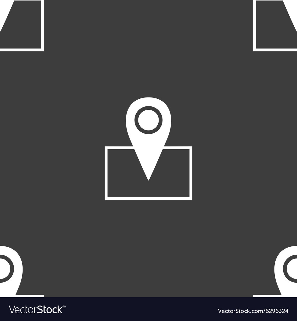Map pointer icon sign seamless pattern on a gray