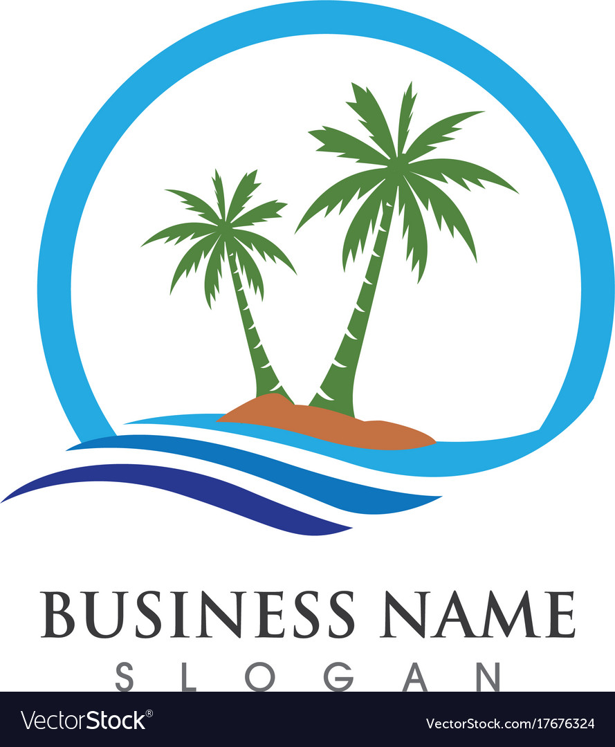 Palm tree summer logo template Royalty Free Vector Image