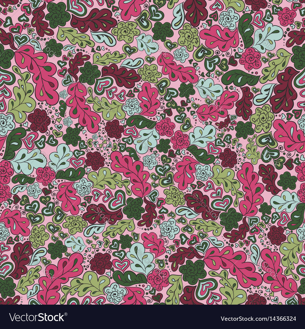 Seamless pattern flower and leaf background