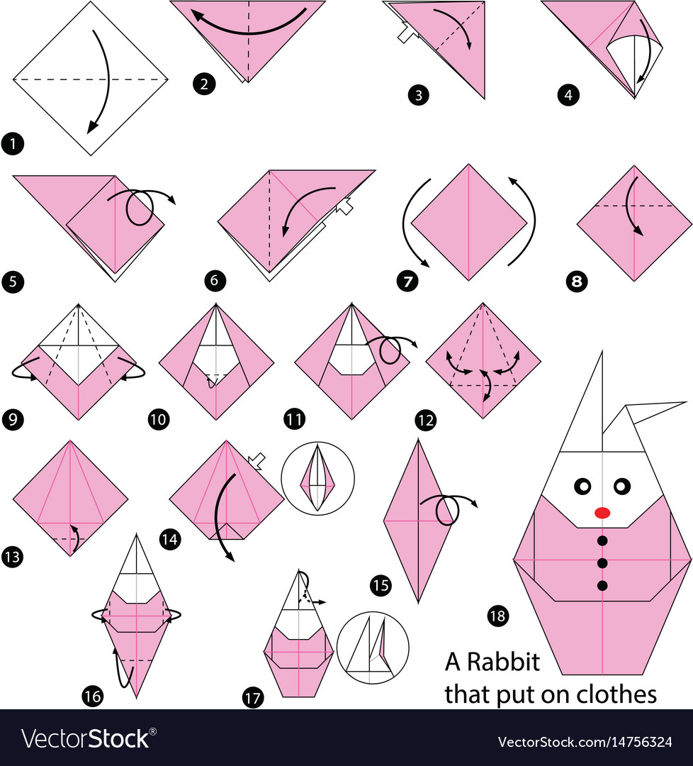 Step by step instructions how to make origami Vector Image