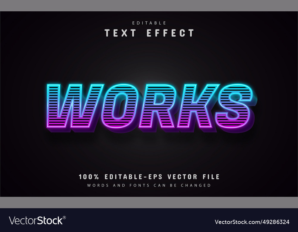 Works text 3d gradient effect with stripes vector image Works text 3d gradient effect with stripes