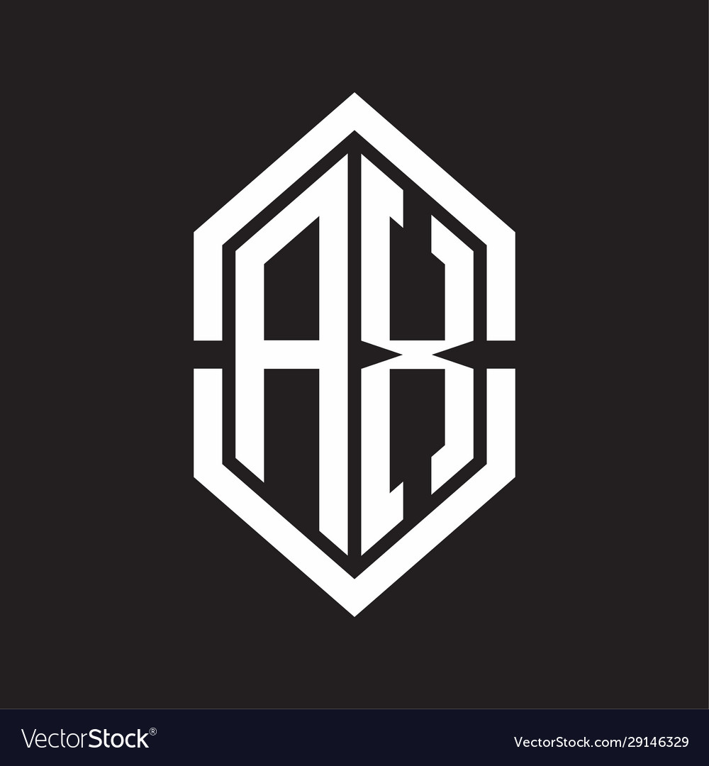 Ax logo monogram with hexagon shape and outline