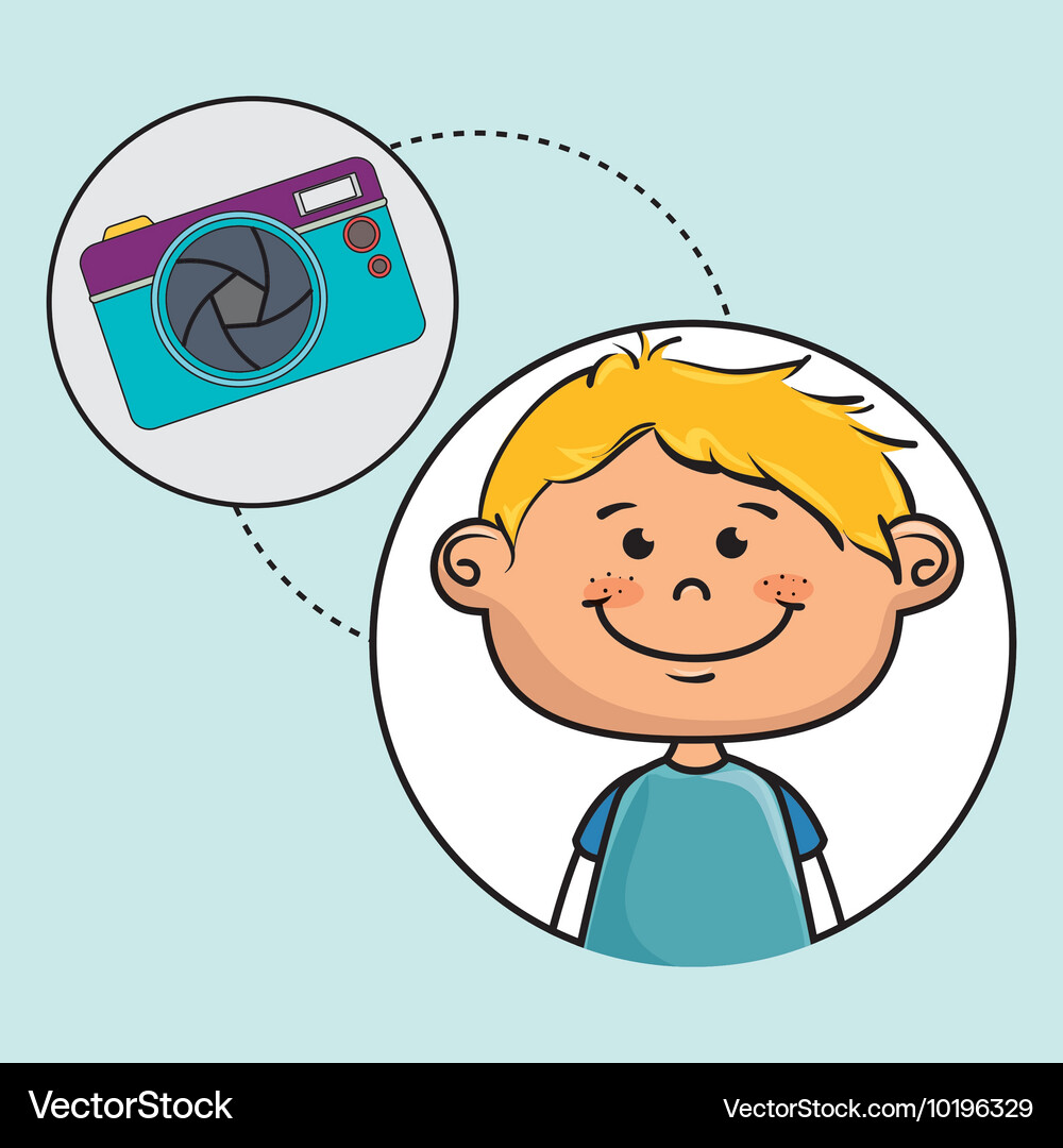 Boy camera photo images Royalty Free Vector Image