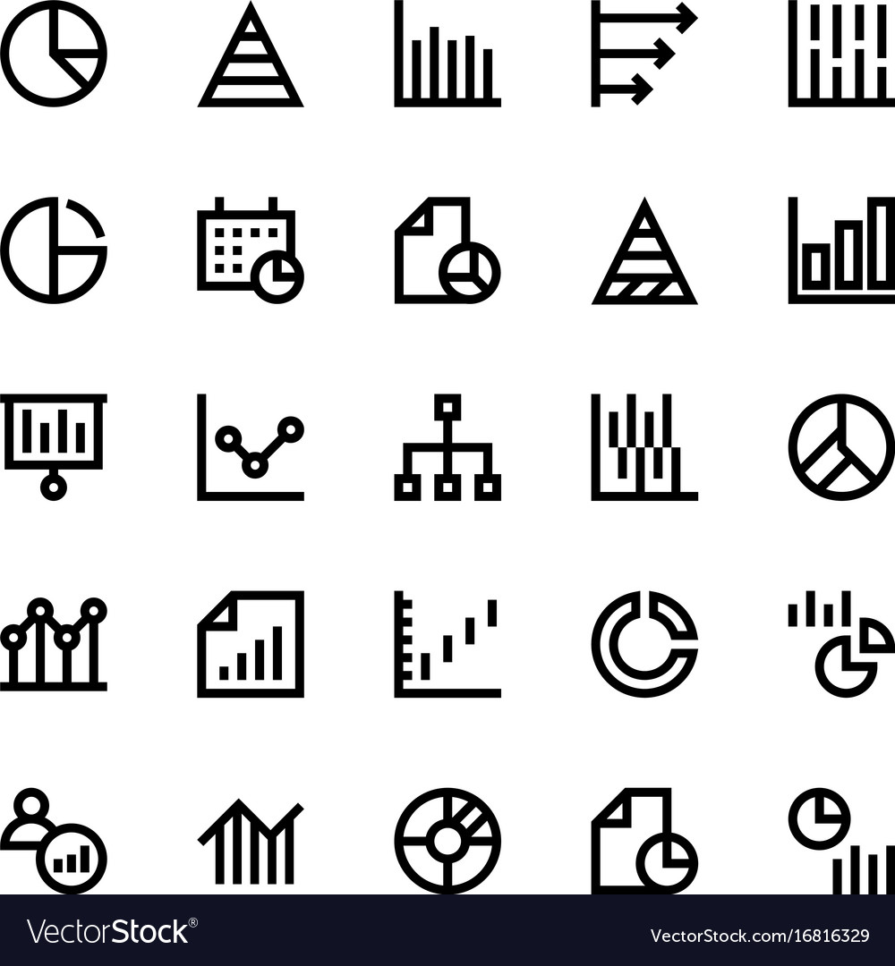 Business charts and diagrams line icons 1