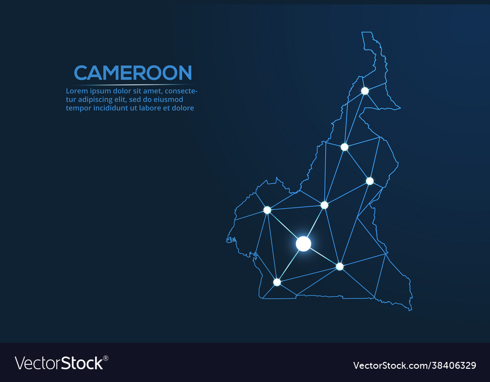 Cameroun communication network map low poly image