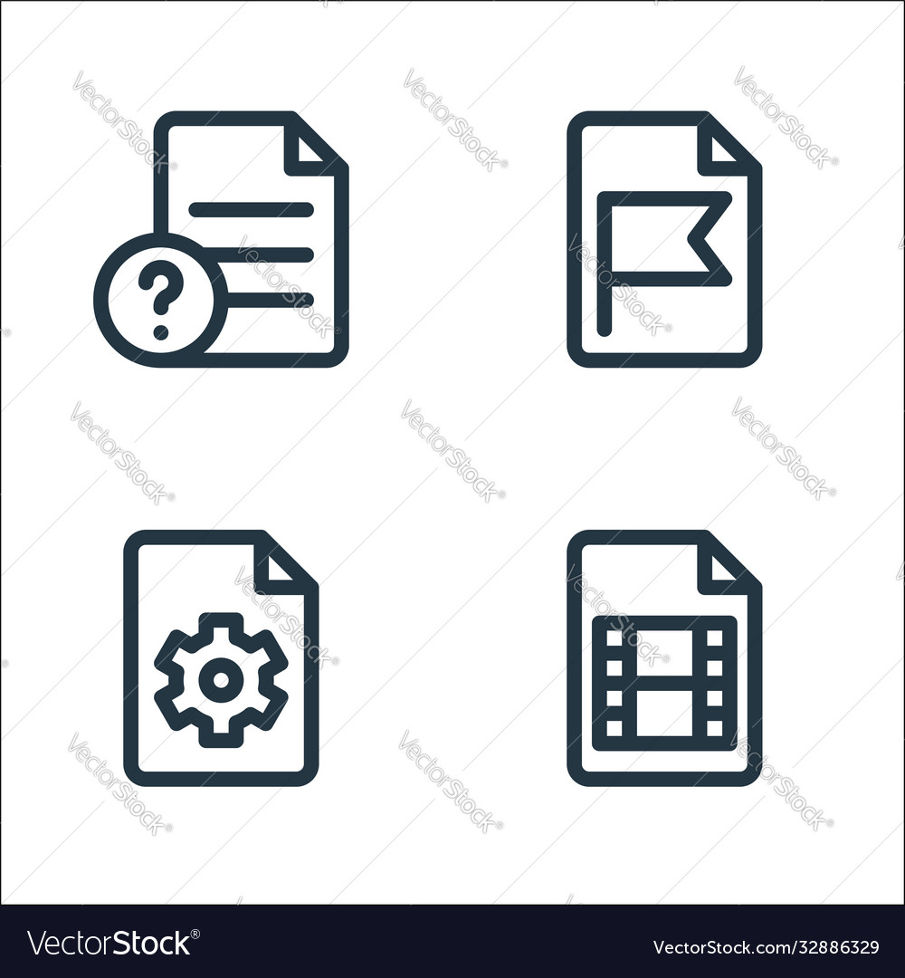Document and files line icons linear set quality