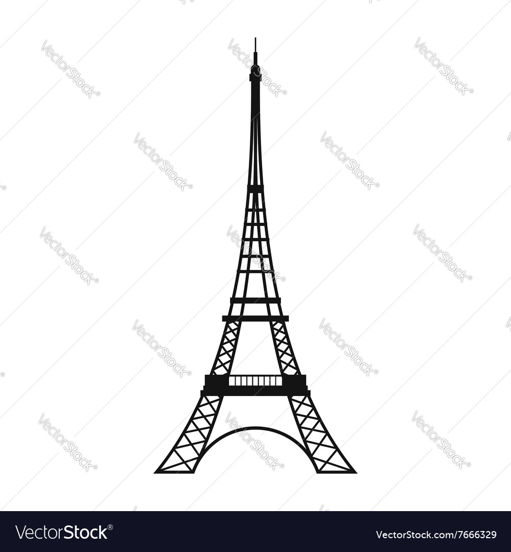 eiffel tower icon over white background, silhouette style, vector