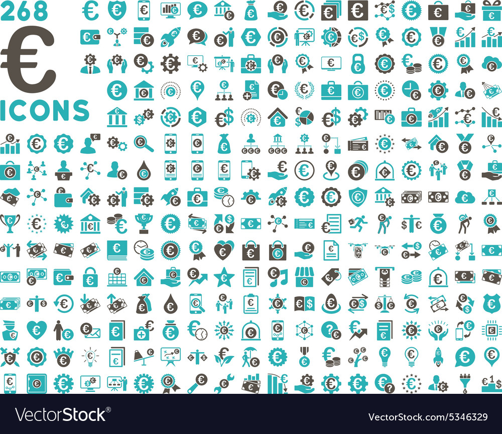 Euro banking business and service tools icons