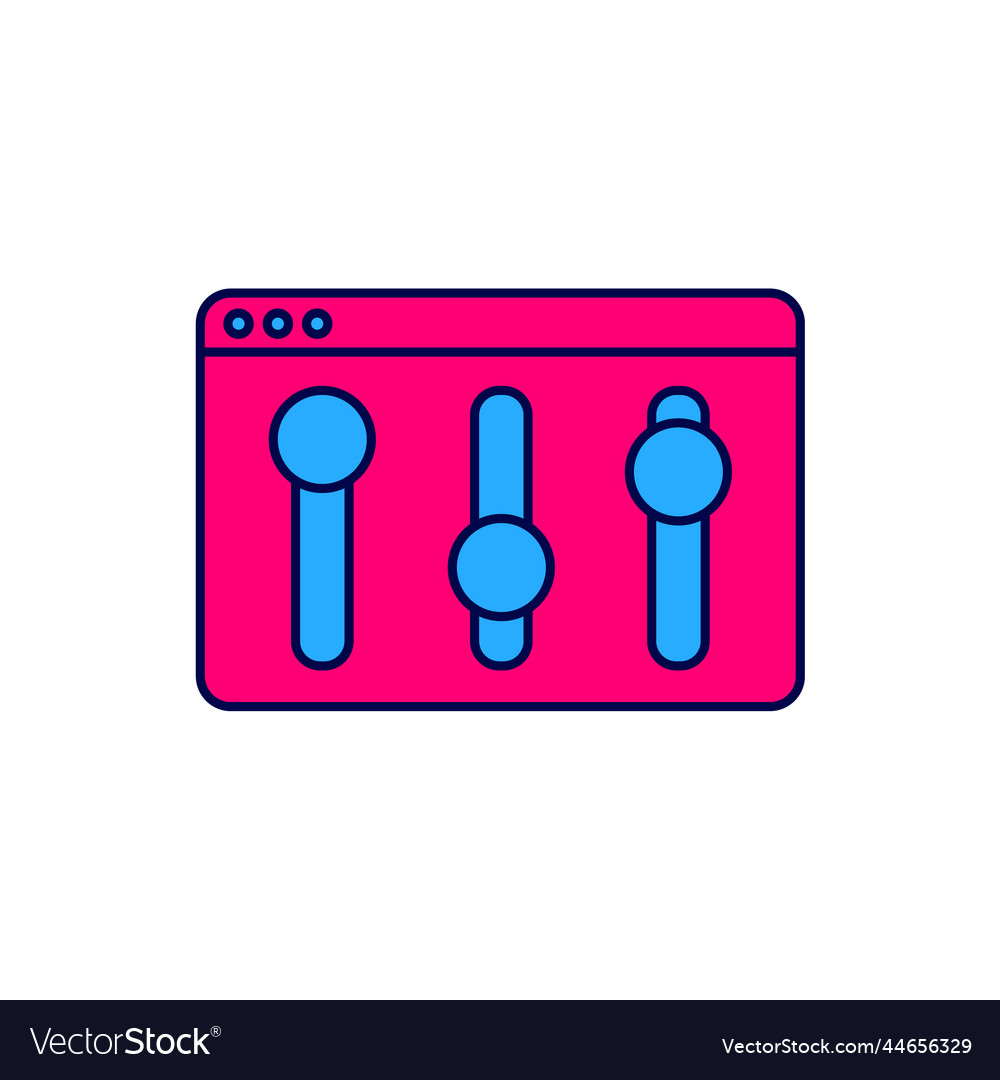 Filled outline browser setting icon isolated