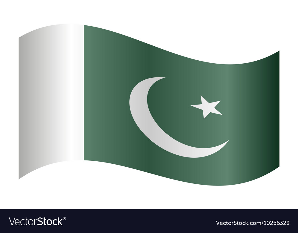 Flag of pakistan waving on white background