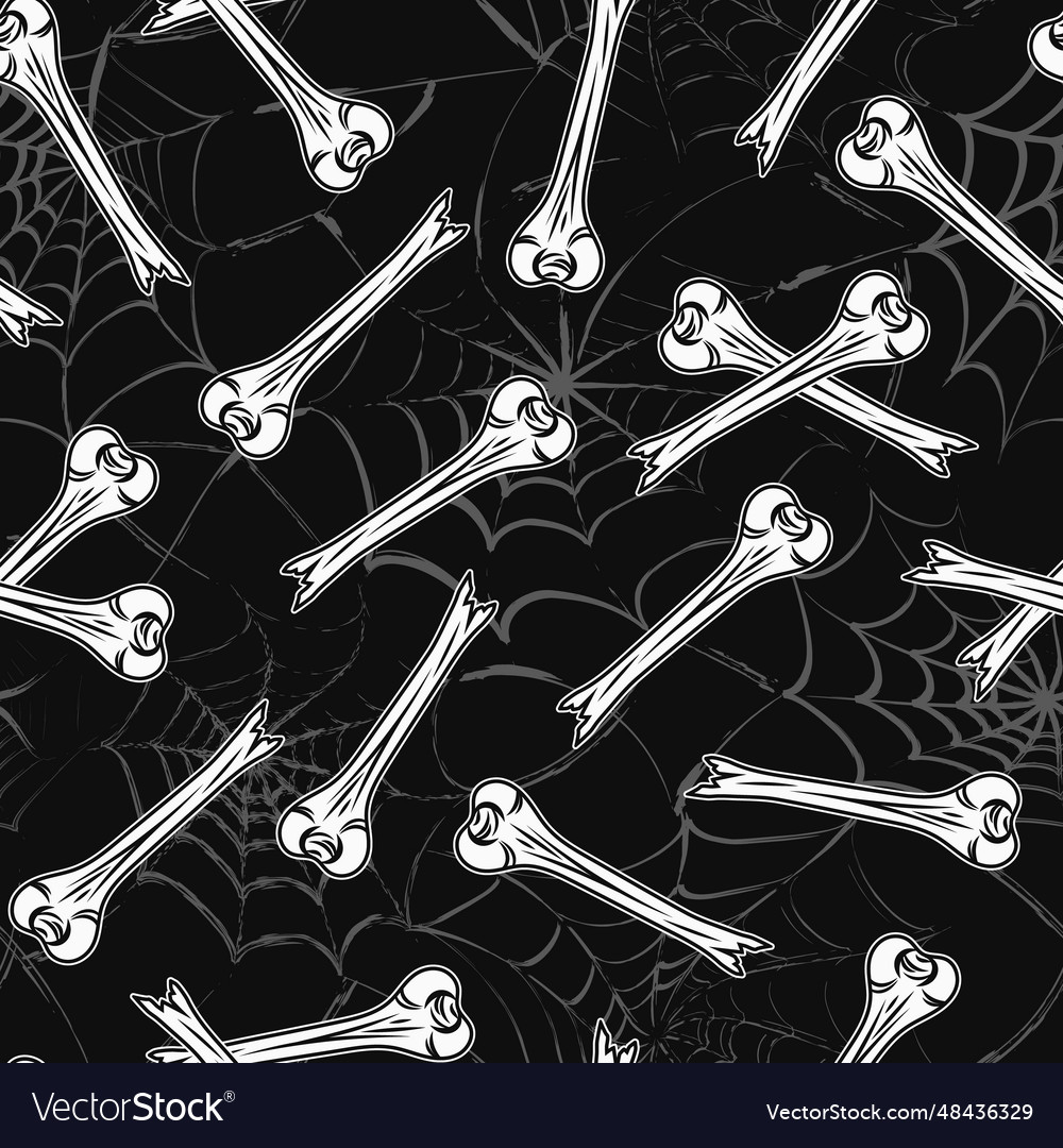 Halloween simple pattern with broken off bone vector image Halloween simple pattern with broken off bone