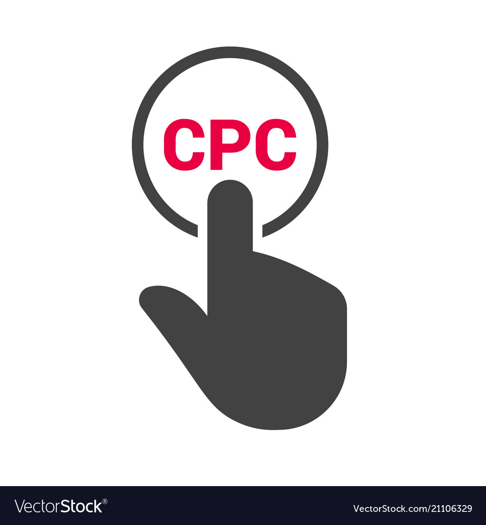 Hand presses the button with text cpc
