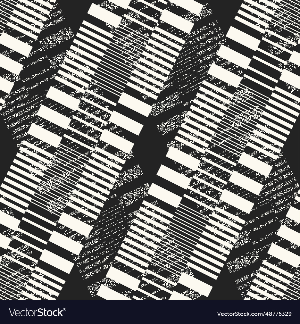 Monochrome glitch textured broken striped pattern