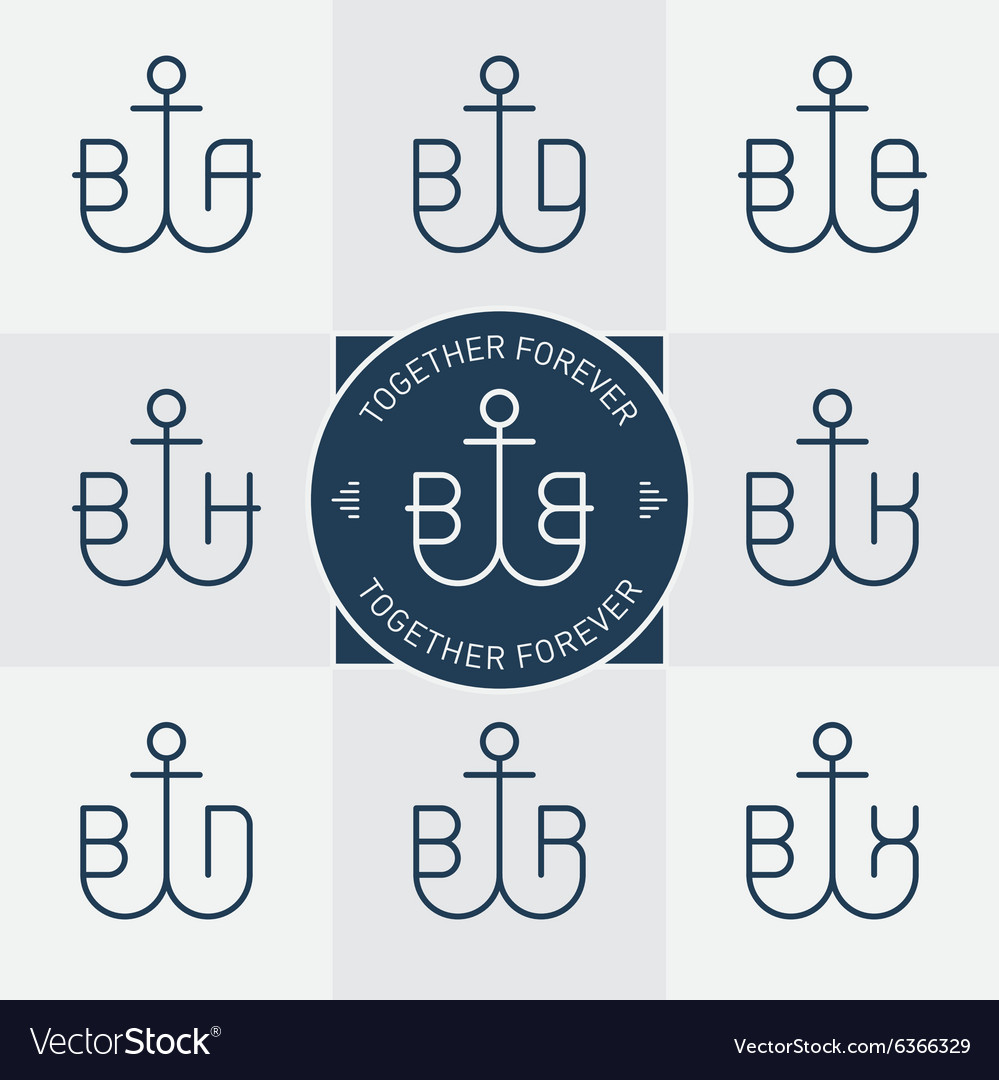 Monograms or logotype with anchor and letters line