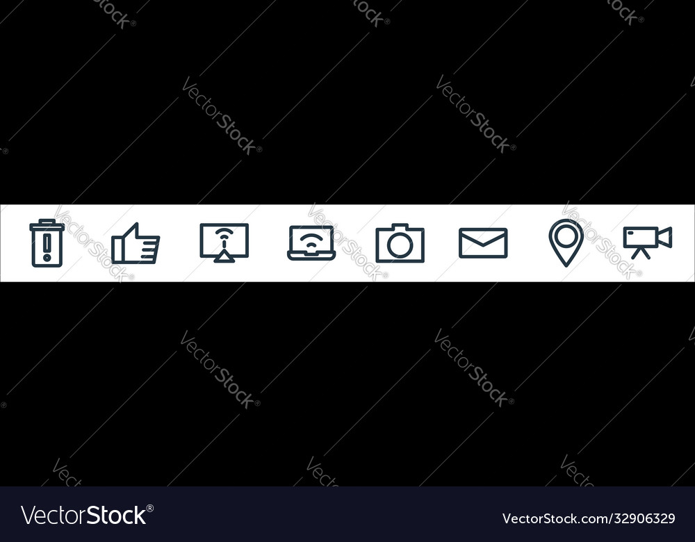 Multimedia line icons linear set quality vector image Multimedia line icons linear set quality