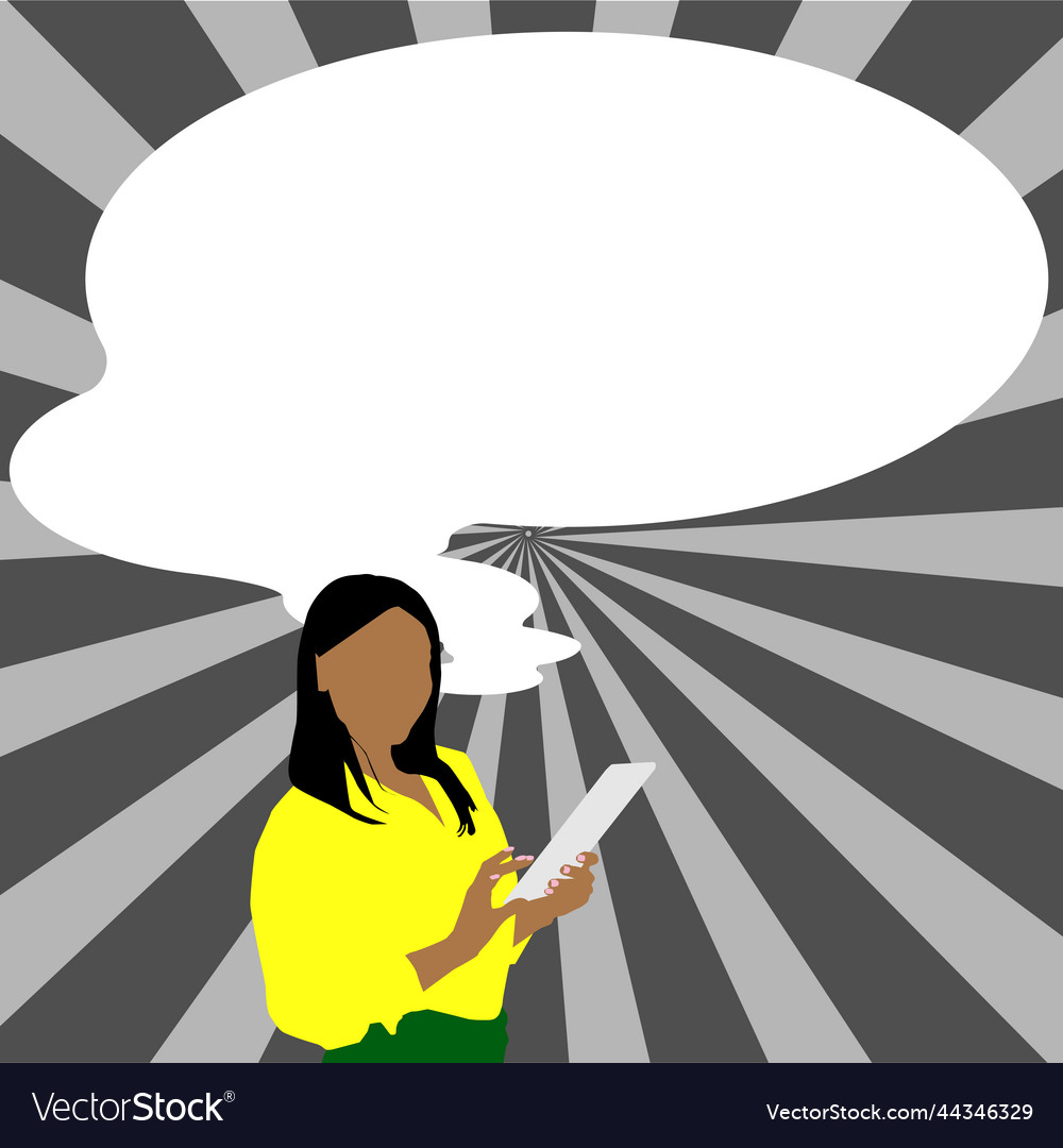 Presenter with conversation bubble showing new Vector Image Presenter with conversation bubble showing new