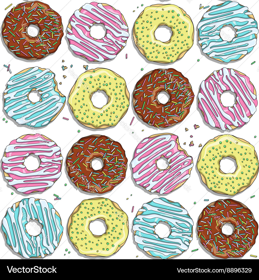 Seamless pattern with color donuts Royalty Free Vector Image