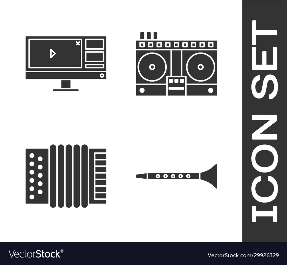 Set clarinet video recorder or editor software Vector Image Set clarinet video recorder or editor software