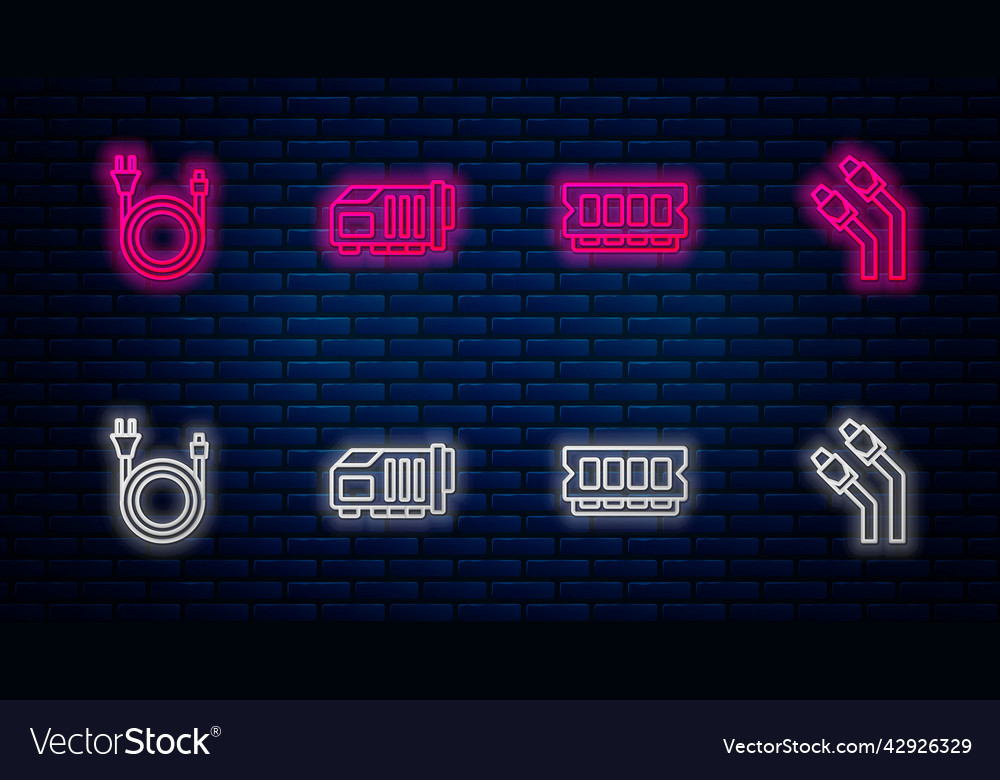 Set line video graphic card ram random access vector image Set line video graphic card ram random access