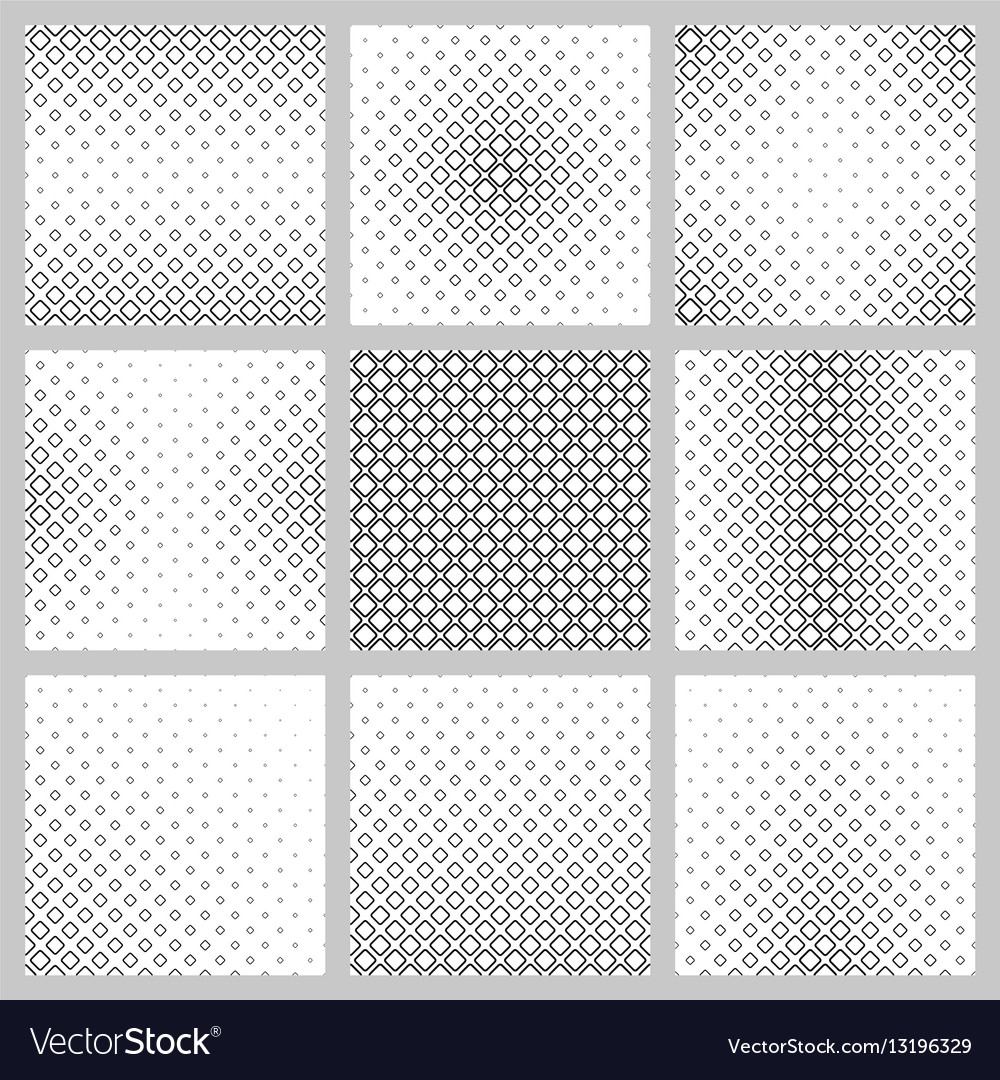 Set of nine monochrome square pattern backgrounds