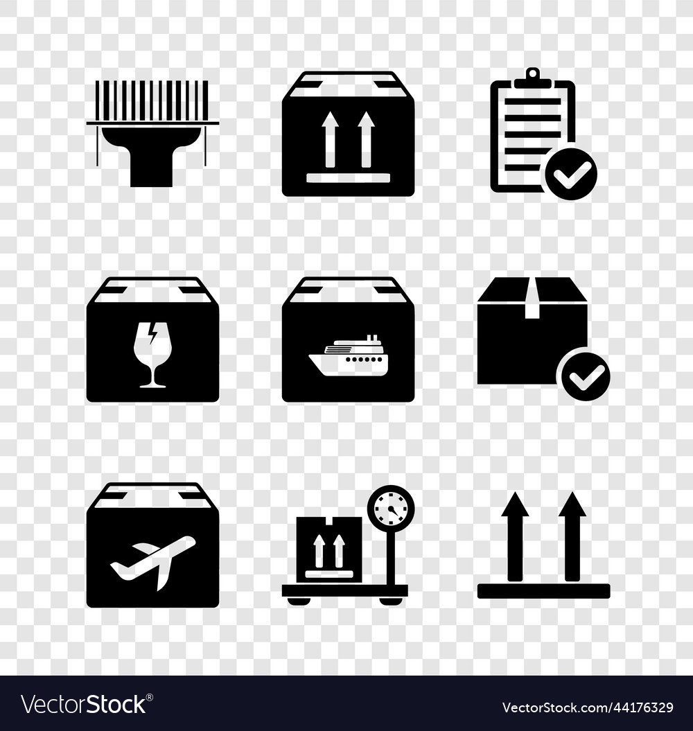 Set scanner scanning bar code cardboard box