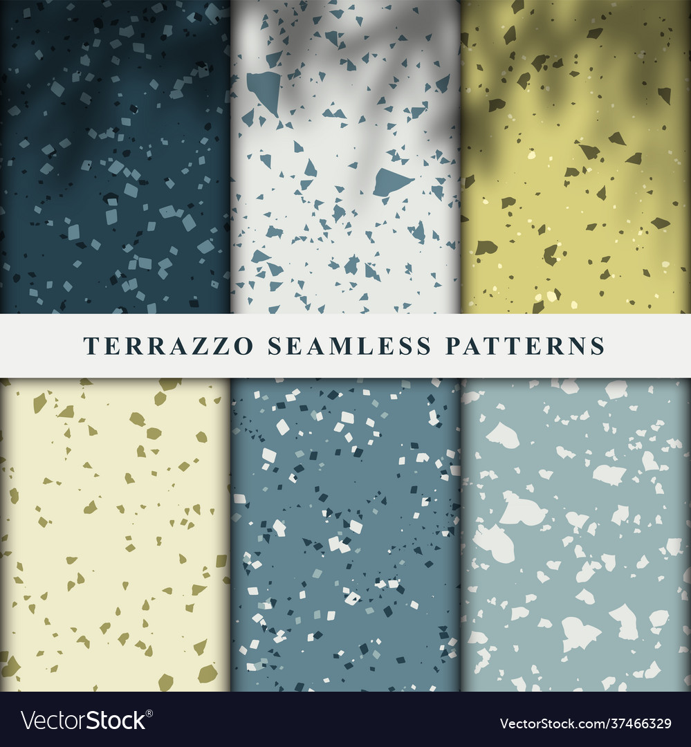 Set terrazzo seamless patterns vector image Set terrazzo seamless patterns