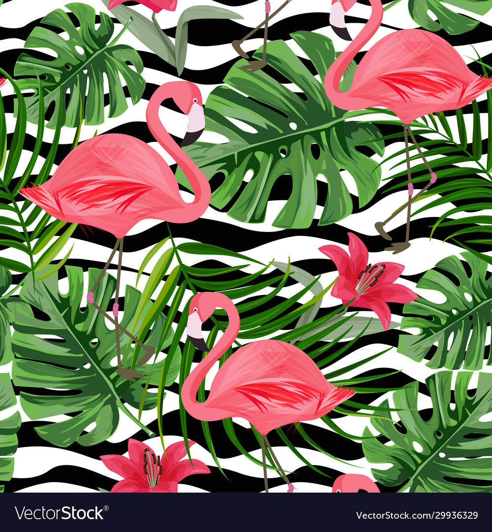 Tropical background with exotic plants and