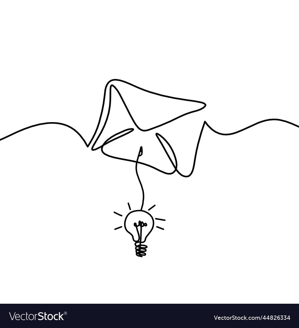 Abstract paper envelope with light bulb as line