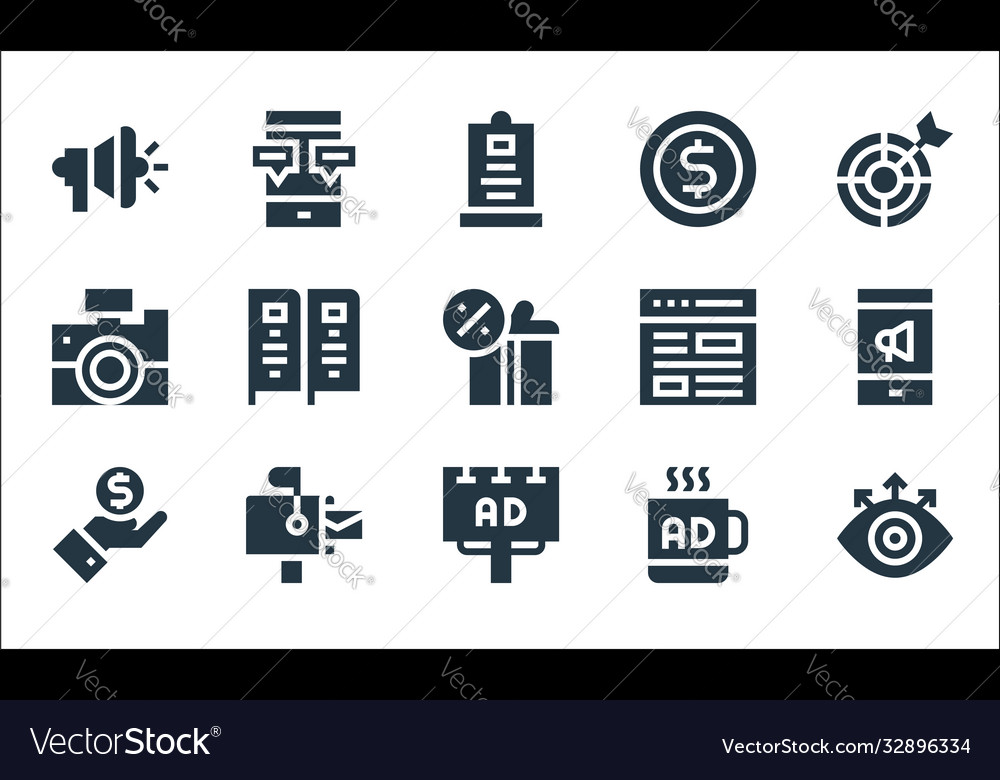 Advertisement line icons linear set quality Vector Image Advertisement line icons linear set quality