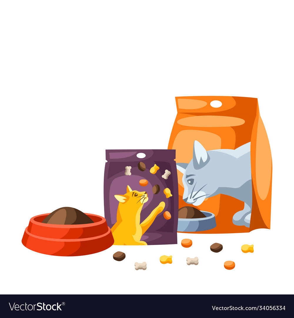 Background with various cat items vector image Background with various cat items