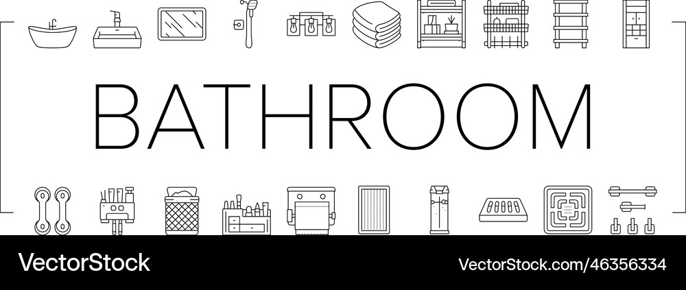 Bathroom Interior Home Icons Set Royalty Free Vector Image