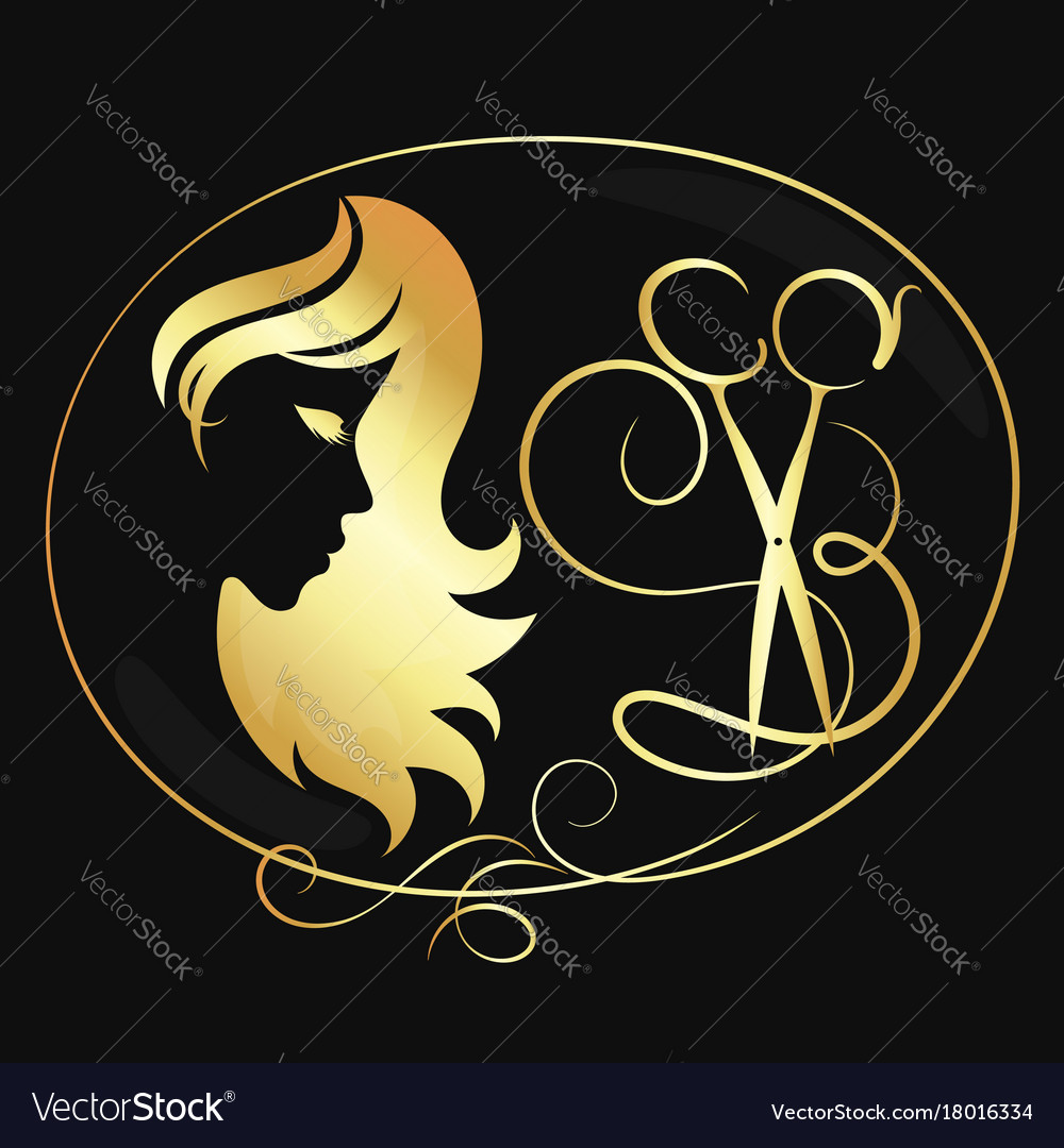 Beauty Salon Symbol Golden Royalty Free Vector Image