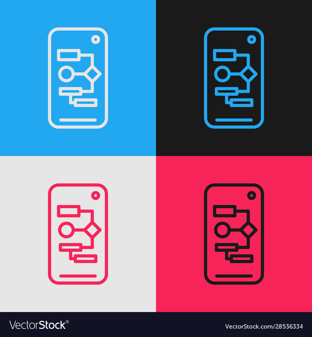 Color line algorithm icon isolated on vector image Color line algorithm icon isolated on