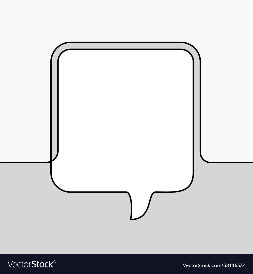 Continuous line drawing square speech bubble