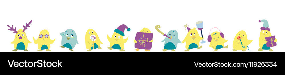 Cute Penguins Banner Royalty Free Vector Image