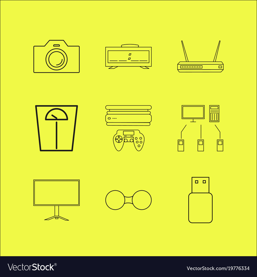 Devices linear icon set simple outline icons