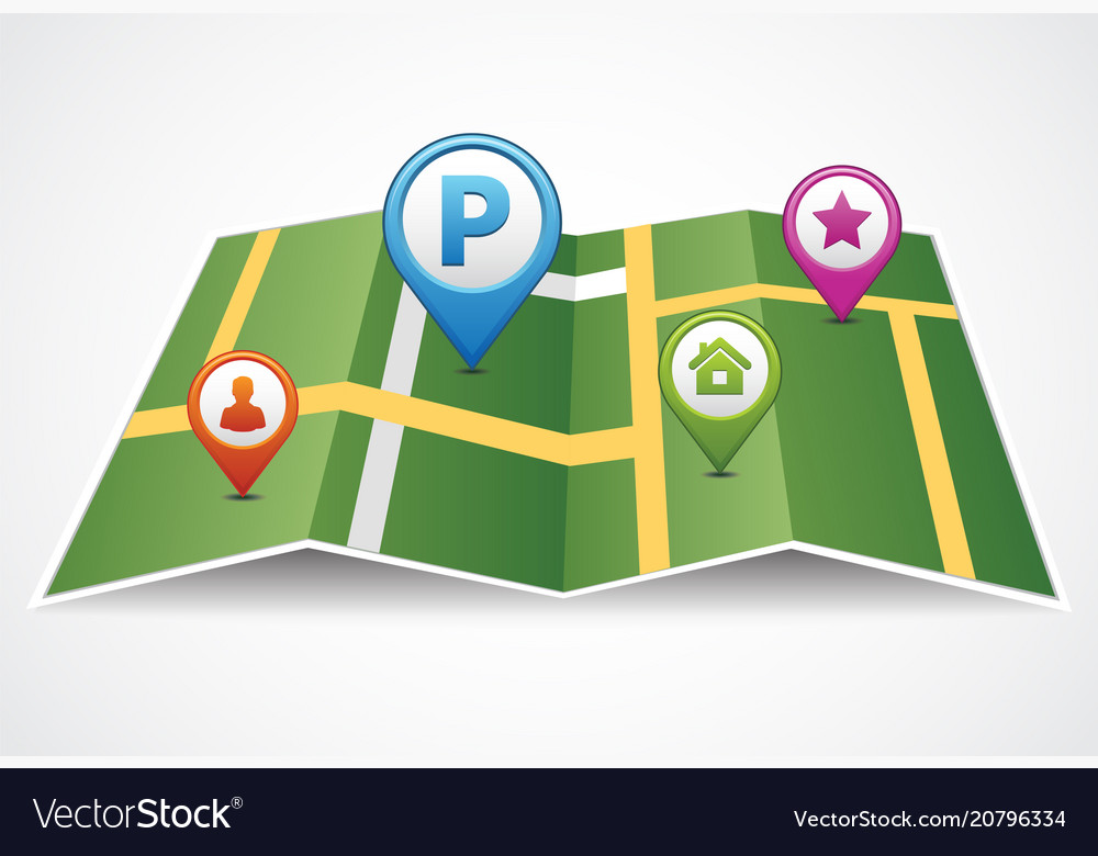 Folded Map with Route Markers