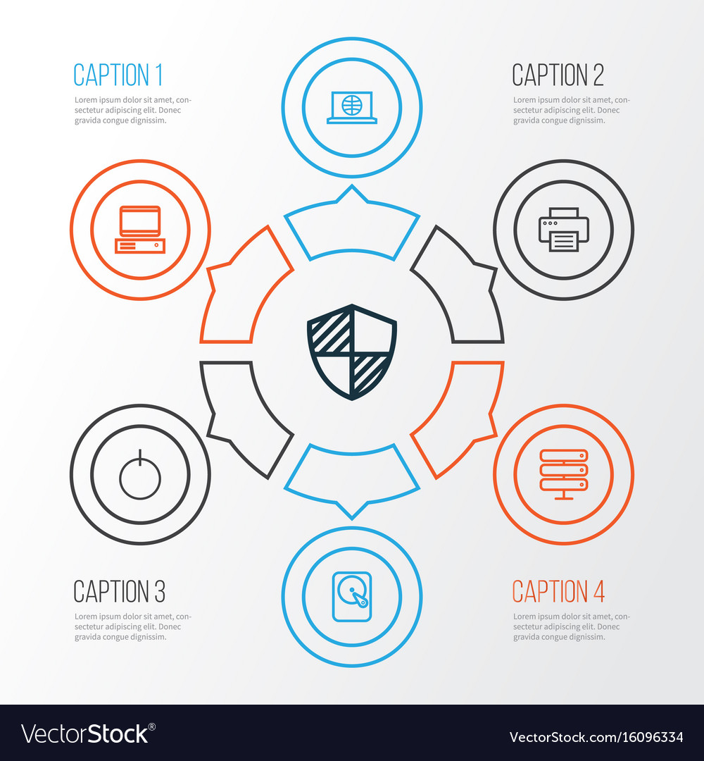 Hardware outline icons set collection of protect