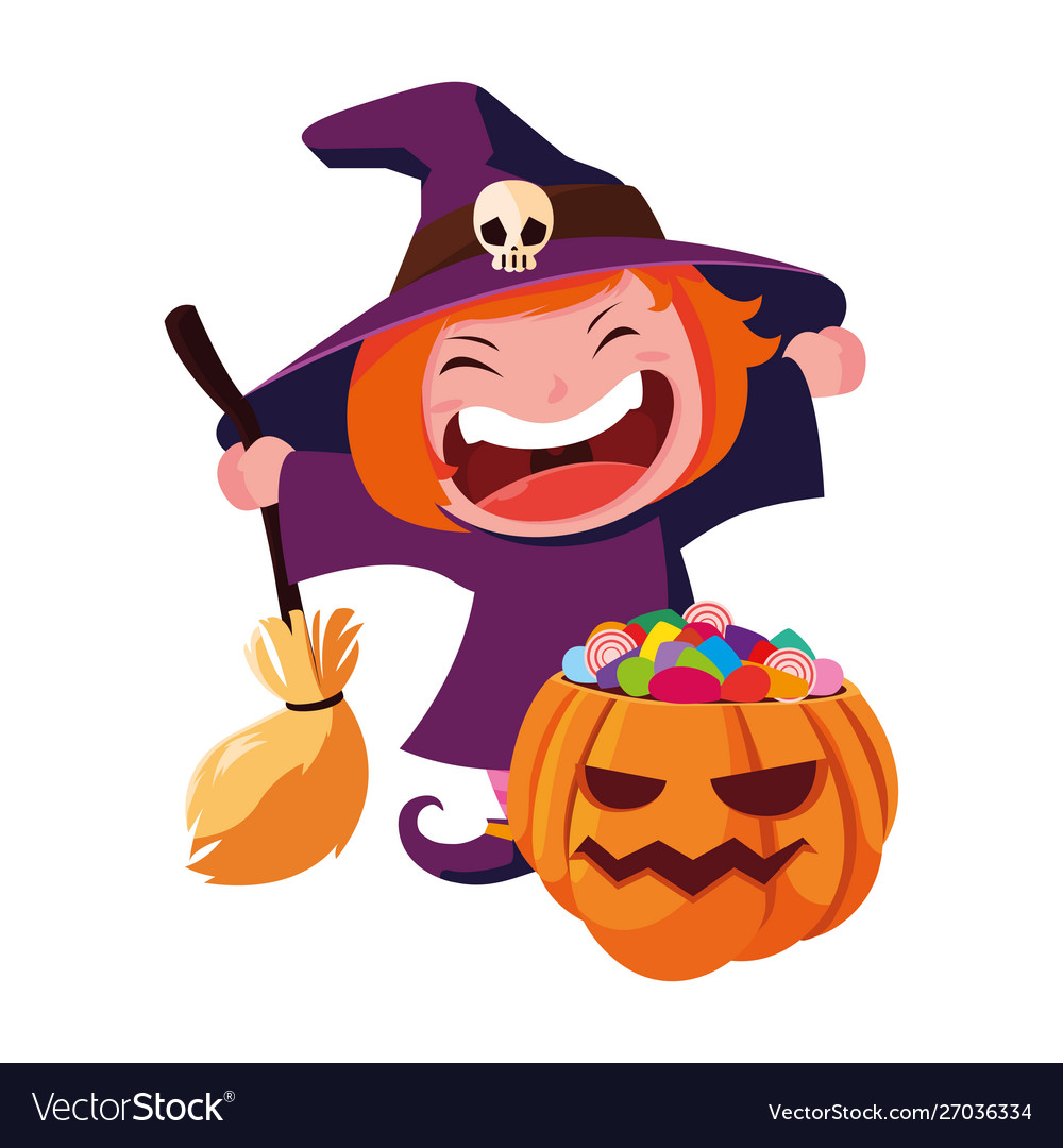 Kids in halloween costumes image Royalty Free Vector Image