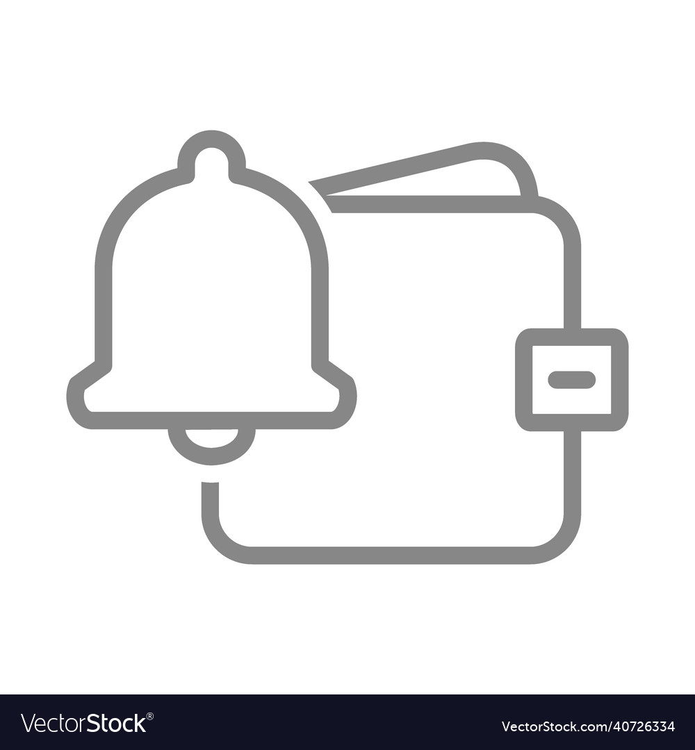 Notification bell and wallet line icon inbox