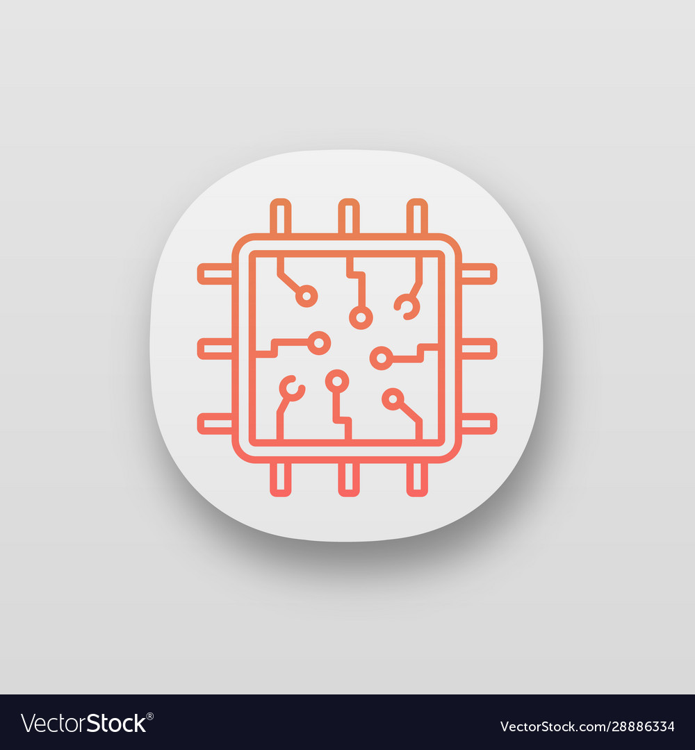 Processor with electronic circuits app icon vector image Processor with electronic circuits app icon
