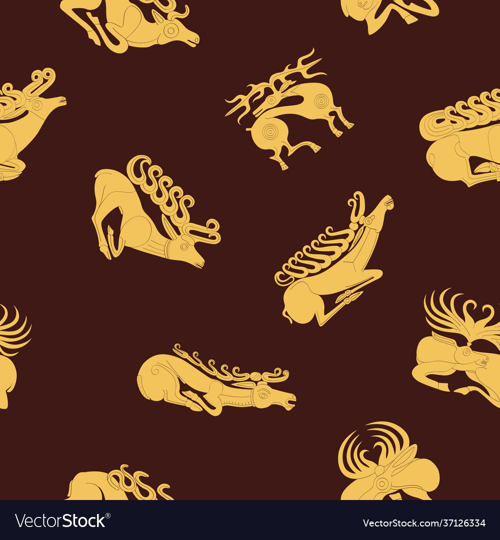 Seamless pattern with ancient scythian art