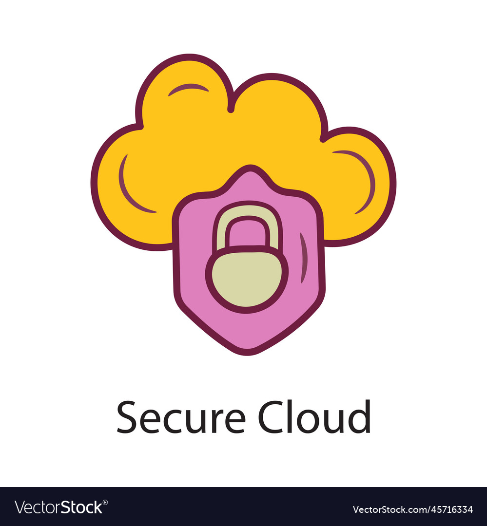 Secure cloud fill outline icon design