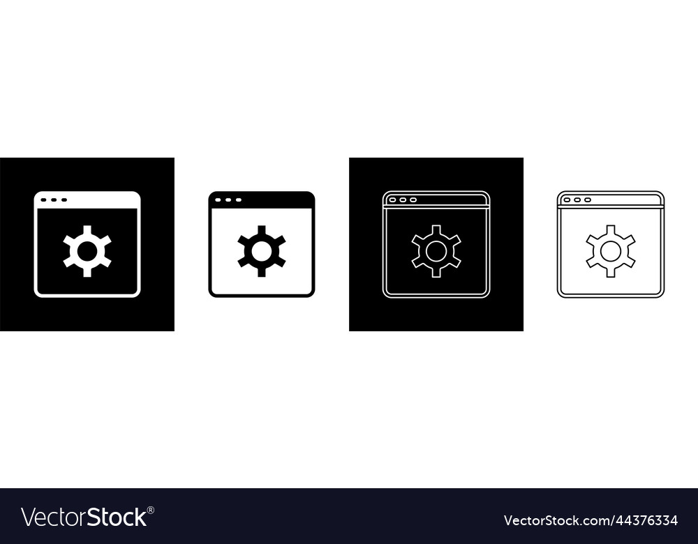 Set browser setting icon isolated on black