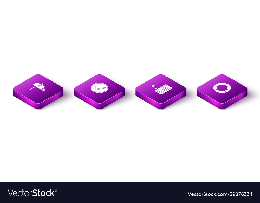 Set isometric open mail box check mark in circle Vector Image Set isometric open mail box check mark in circle