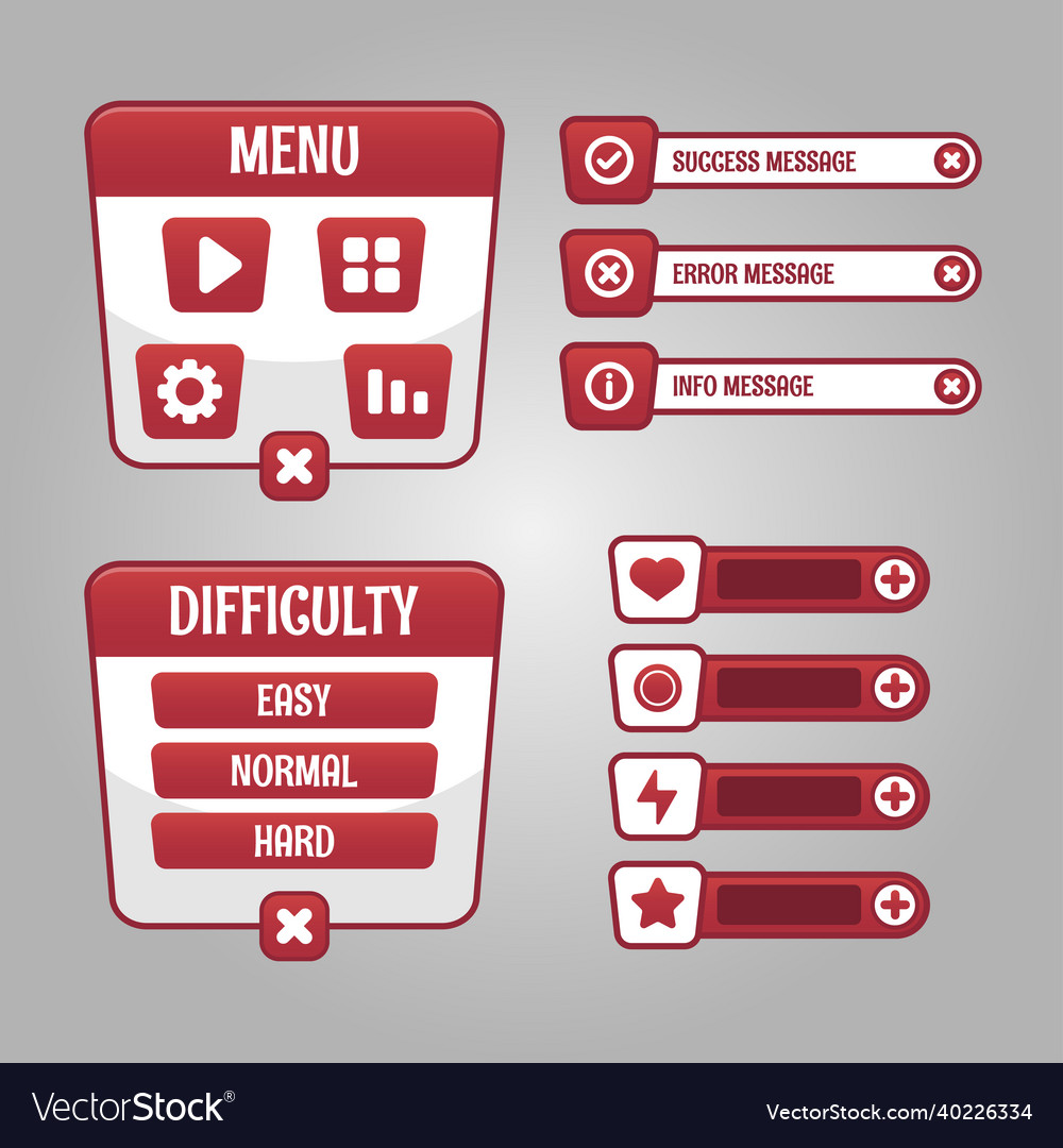Set of game menu selection for rpg and adventure vector image Set of game menu selection for rpg and adventure