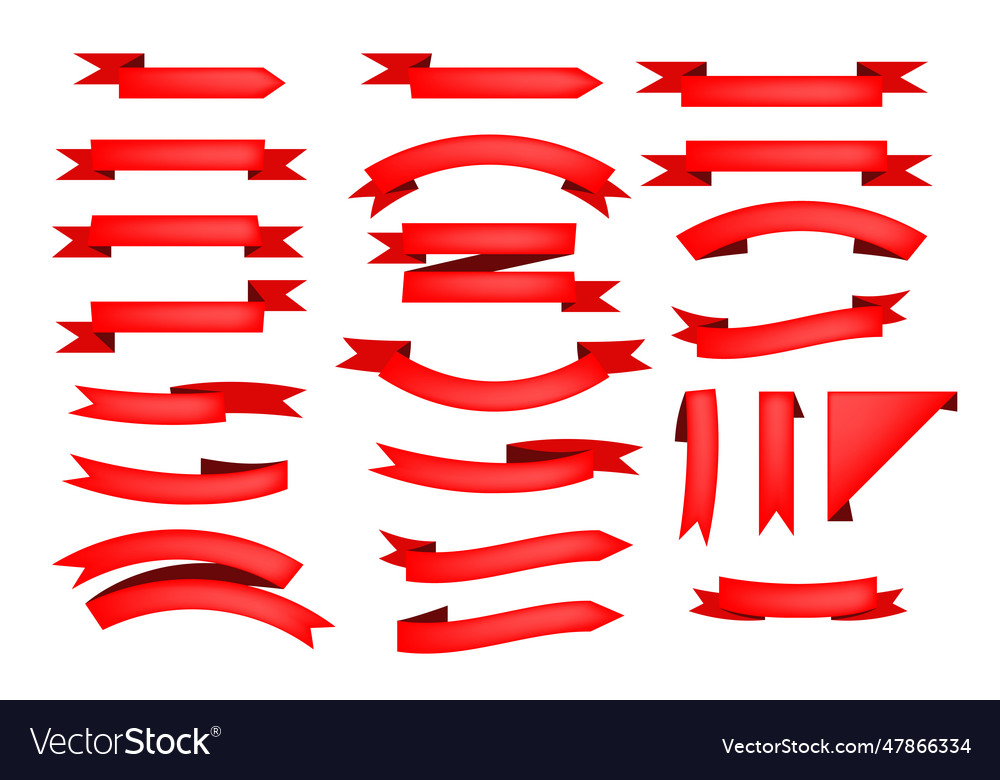 Set of red ribbon scrolls