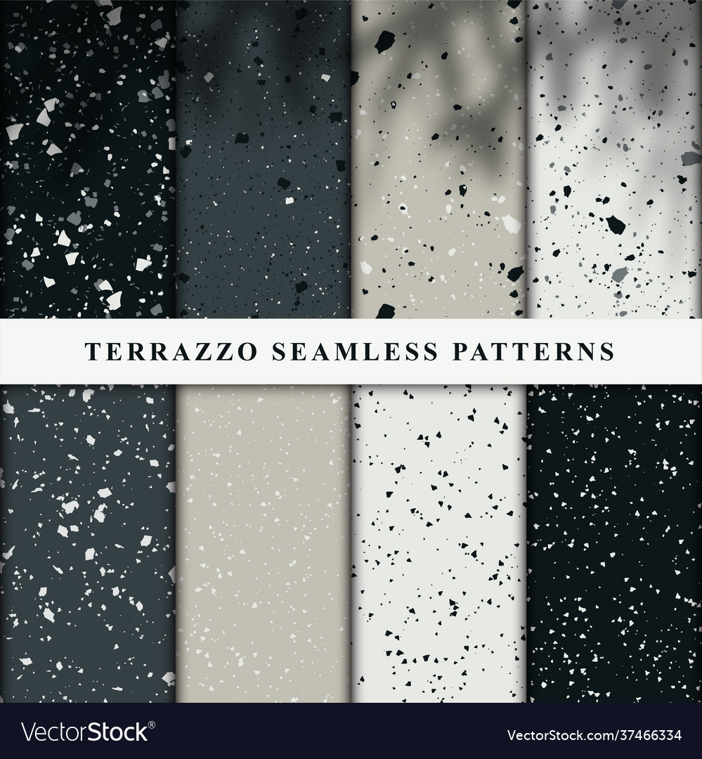 Set terrazzo style seamless patterns vector image Set terrazzo style seamless patterns